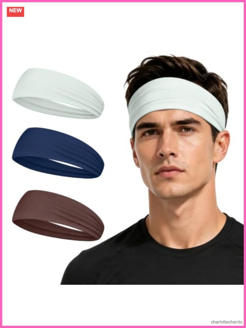 Bamboo Viscose Sports Headband 3 Pack Moisture Wicking Non Slip Unisex